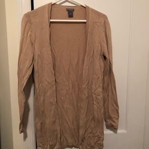 ANN TAYLOR tan colored long cardigan